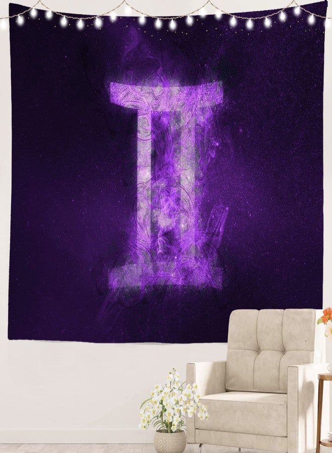 Batmerry Gemini Zodiac Night Sky Tapestry, Gemini Zodiac Symbol Picnic Mat Hippie Trippy Tapestry Wall Art Meditation Decor for Bedroom Living Room Dorm, 39.4 x 59.1 Inches, Blue Violet 1 - Image 1